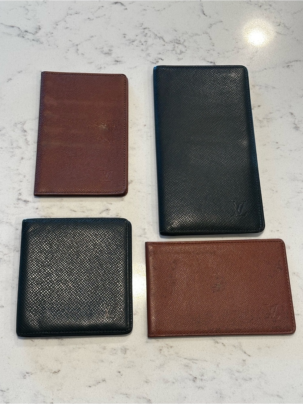 Authentic  Louis Vuitton Brown and Black Leather Wallet Collection bundle deal